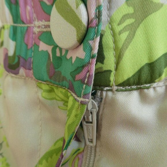J Crew Collection Satin Pull On Pant Ratti Leafy Floral Print Zipper Fly Hemmed - Picture 5 of 9